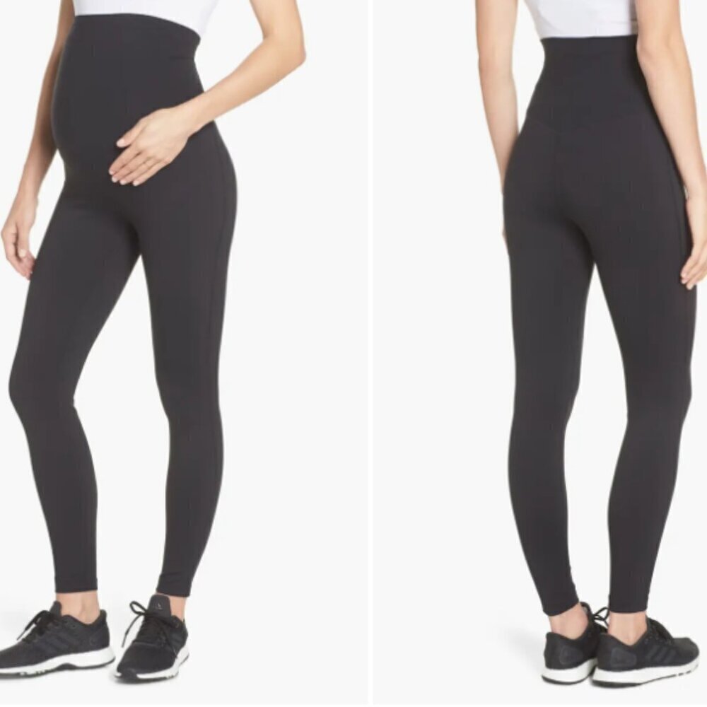 Z by zella: Solid Black Mamasana Live In Ankle Maternity Leggings Size Medium